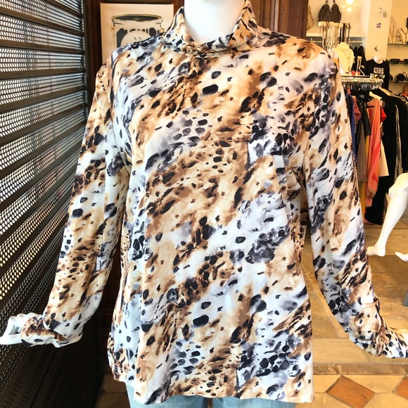 St. John Leopard Print Turtleneck - Picture 3 of 7